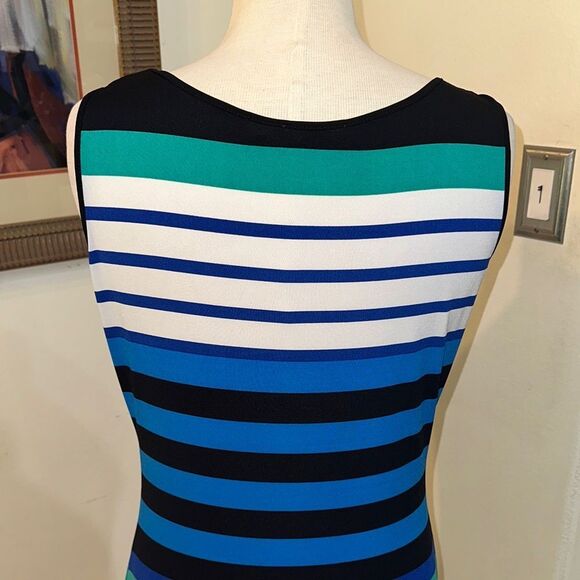 Calvin Klein Striped Multicolor Sleeveless Dress Size 12 - Picture 8 of 10